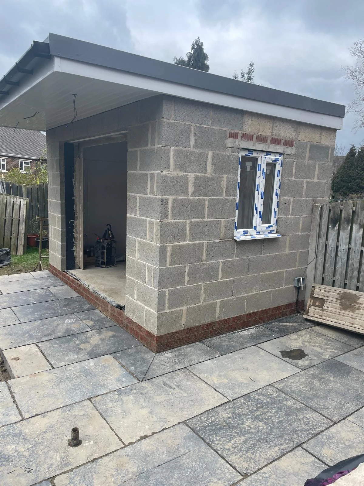 Garden room blockwork before rendering